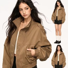 批发2025美式复古外套女春秋<b class='q'>新款</b>大码宽松学生<b class='q'>夹克</b>上衣ins潮