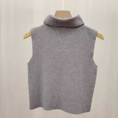 包芯纱韩系高领短款纯色坑条针织背心内搭女无袖保暖打底衫