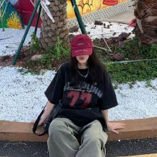 批发纯棉230克21支<b class='q'>情侣</b><b class='q'>精梳</b>紧密水洗做旧印花宽松大版男女<b class='q'>短袖</b>恤