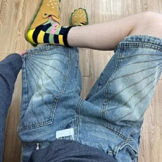 批发重工做旧牛仔五分裤复古潮人邦破坏显瘦双膝牛仔中裤女夏季短裤