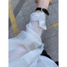 批发韩系白色薄款防晒长袖<b class='q'>衬衫</b>女夏装新款宽松慵懒风<b class='q'>衬衣</b>休闲外套上衣