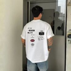 批发230克纯棉夏季宽松设计感小众<b class='q'>街头</b>男女纯棉短袖T恤潮