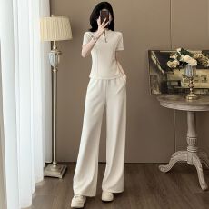 批发两件套#时尚休闲<b class='q'>运动</b>套装女2026夏季新款短袖上衣阔腿裤潮