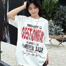 批发230克纯棉 精梳紧密+防伪扣夏季新款印花宽松<b class='q'>男</b>女短袖T恤情侣