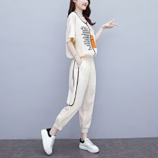 批发休闲运动<b class='q'>套装</b>女2026夏新款时尚洋气减龄上衣束脚<b class='q'>裤</b>两件套