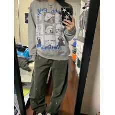 批发秋冬食毛华棉复合银狐绒400g圆领<b class='q'>男</b>女卫衣印花宽松情侣上衣