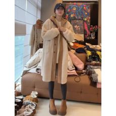 批发欧货加厚<b class='q'>中长款</b>连帽羊羔毛外套女秋冬季2025爆款皮毛一体毛毛大衣