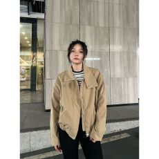 批发美式复古拼接香风工装短款<b class='q'>棒球</b><b class='q'>外套</b>2025春秋宽松立领上衣夹克女