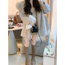 批发高级感<b class='q'>羊绒</b><b class='q'>双面</b>呢子韩系短款<b class='q'>大衣</b>秋冬女装小个子气质收腰毛呢外套