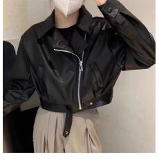 批发<b class='q'>短款</b><b class='q'>皮衣</b>外套女春秋时尚显瘦<b class='q'>皮衣</b>气质翻领小个子PU皮显瘦百搭夹克