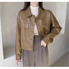 批发<b class='q'>皮衣</b>外套女春秋韩版2025新款小个子高级感<b class='q'>短款</b>宽松长袖机车服夹克