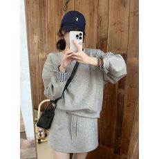 批发<b class='q'>条纹</b>披肩叠穿韩系宽松长袖卫衣高腰抽绳半身裙女早秋两件套