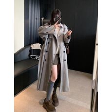 批发2025秋季新款中长款洋气英伦风衣女小个子韩系ins西装外套潮