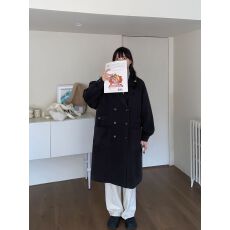 批发双排扣西装领大衣女2025年秋冬新款高级感显瘦小个子毛呢<b class='q'>外套</b>