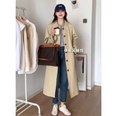 批发卡其色中长款风衣秋季外套<b class='q'>春</b>秋翻领新款小个子英伦大衣韩系休闲