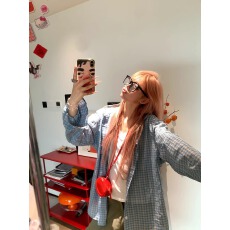 批发NECOYEP2025春季美式简约撞色格纹长袖衬衫<b class='q'>男</b>女宽松<b class='q'>休闲</b>衬衣外套