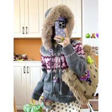 批发韩系复古费尔岛毛领针织衫开衫拉链毛衣外套女秋季穿搭高级感上衣