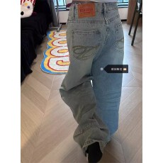 批发怀旧学生秋日外穿美式水洗做旧宽松<b class='q'>牛仔裤</b>女2025秋显瘦百搭阔腿裤