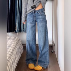 批发梨型身材直筒<b class='q'>牛仔裤</b><b class='q'>女</b>冬日胖妹妹mm高腰宽松遮胯遮腿粗显瘦阔腿<b class='q'>裤</b>