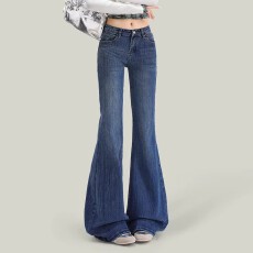 批发高腰辣妹风ins潮微<b class='q'>喇叭</b><b class='q'>牛仔裤</b>女潮流梨形垂感宽松马蹄微喇长裤子