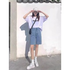 批发复古阔腿五分<b class='q'>牛仔</b><b class='q'>短裤</b><b class='q'>女</b>2026年夏季休闲潮款大码胖mm高腰显瘦直筒