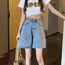 批发通勤<b class='q'>女</b>士简约时髦百搭五分<b class='q'>牛仔</b><b class='q'>短裤</b>外穿时尚五分裤夏季休闲中裤子