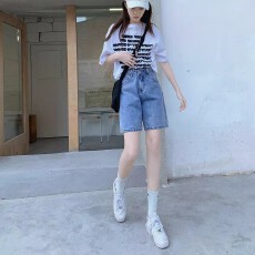 批发大码<b class='q'>牛仔</b><b class='q'>短裤</b>五分<b class='q'>女</b>宽松胖mm高腰盐系简约阔腿裤梨<b class='q'>型</b>身材穿搭显瘦