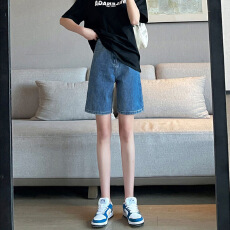 批发复古港味chic高腰五分阔腿<b class='q'>牛仔</b>裤<b class='q'>女</b>夏2026年新款百搭宽松显瘦中裤