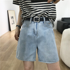批发复古阔腿<b class='q'>牛仔</b><b class='q'>短裤</b><b class='q'>女</b>夏季宽松直筒裤休闲中裤简约百搭显瘦五分裤子
