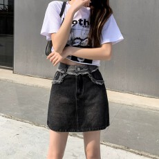 批发外穿收腹美式辣妹牛仔半身裙女2026新款<b class='q'>夏</b>小个子高腰a字包臀短裙