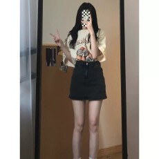 批发夏季新款韩版<b class='q'>大码</b>胖mm显瘦a字修身牛仔短裙女百搭高腰包臂半身裙