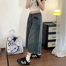批发美式<b class='q'>牛仔</b><b class='q'>短裤</b>女夏胖mm大码2026<b class='q'>高腰</b>宽松遮肉显瘦七分阔腿<b class='q'>牛仔</b>裤子