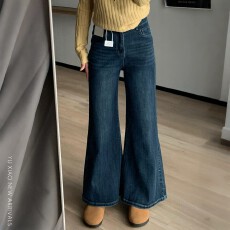 批发小个子微喇裤女2026九分牛仔裤<b class='q'>大码</b>胖mm不贴腿百搭喇叭牛仔裤