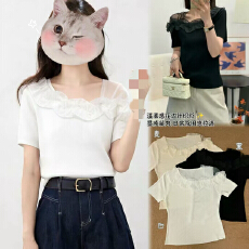 批发26年春季新款圆领白色短袖针织衫+针织背心两件套套装女