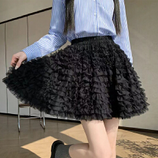 批发实拍蛋糕裙女<b class='q'>网纱</b>蓬蓬松紧腰夏超好看高级感防走光A字短裙半身裙