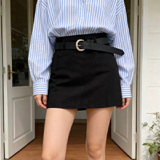 批发实拍韩版高腰A字半身裙女2026春夏季新款配腰带显瘦百搭通勤短裙