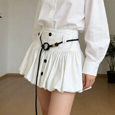 批发实拍泡泡花苞短裙女夏季新款云朵<b class='q'>蓬蓬裙</b>显瘦灯笼a字白色<b class='q'>半身</b>裙裤