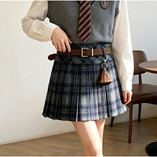 批发实拍日系校园JK格纹短裙女秋冬毛呢高腰显瘦防走光裙学院a字半裙