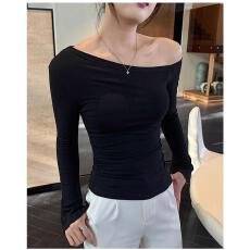 打底衫长袖女极简风T恤透气显瘦内搭露肩T恤