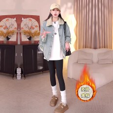 批发羊羔毛领夹棉<b class='q'>牛仔</b><b class='q'>外套</b>女秋冬季新款小香风氛围感加厚保暖棉衣棉服