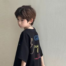 批发男童童装儿童短袖2025夏季纯棉新款宽松上衣夏装半袖百搭休闲男孩