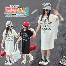批发【】女童夏季连衣裙2025新款中大童T恤裙<b class='q'>韩版</b>女孩夏装直筒裙