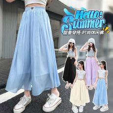 批发【】<b class='q'>女童</b>裤子夏季2025新款洋气中大童女孩夏装阔腿裤儿童韩版
