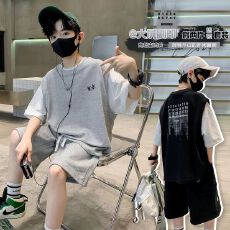 批发<b class='q'>男童</b>夏<b class='q'>装</b>套装2025新款儿童装短袖男孩夏季假两件套运动薄款