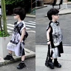 批发儿童潮酷套装夏季2025新款男童背心无袖<b class='q'>宝宝</b>夏装韩版两件套