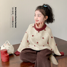 批发女童毛衣<b class='q'>春</b>秋2025新款儿童洋气秋季加厚保暖秋装中小童针织打底衫