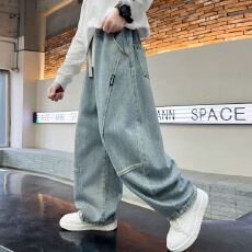 批发<b class='q'>男童</b>2025<b class='q'>春款</b>拼接<b class='q'>牛仔裤</b>新款儿童洋气中大童春秋季宽松直筒长裤