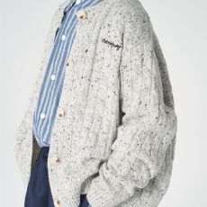 批发女童针织毛衣开衫<b class='q'>春</b>秋2025新款中大童英伦感麻花杂色温柔毛衣外套