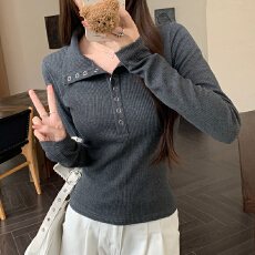 批发实拍4*2坑条<b class='q'>莫代尔</b>长袖t恤女2026春秋新款薄款修身<b class='q'>打底衫</b>翻领上衣