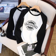 批发实拍长袖t恤女薄2026<b class='q'>春秋</b>新款插肩袖韩版打底衫圆领大码<b class='q'>女装</b>